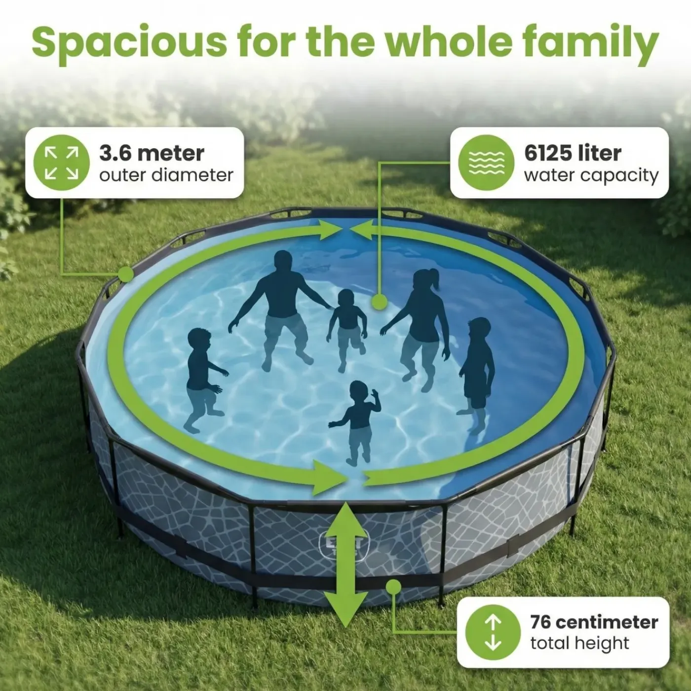 Exit-toys Exit Zwembad Rond - Steenprint - 360x76 Cm - 7-delig S229