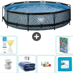 Exit-toys Exit Zwembad Rond - Steenprint - 360x76 Cm - 7-delig S229