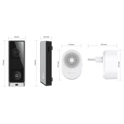 Ezviz EP8 Ultra AI Video Deurbel met dubbele camera 6MP+2MP, AI-scherm, gezichtsherkenning, mens- en pakketdetectie, batterijset, 32GB eMMC