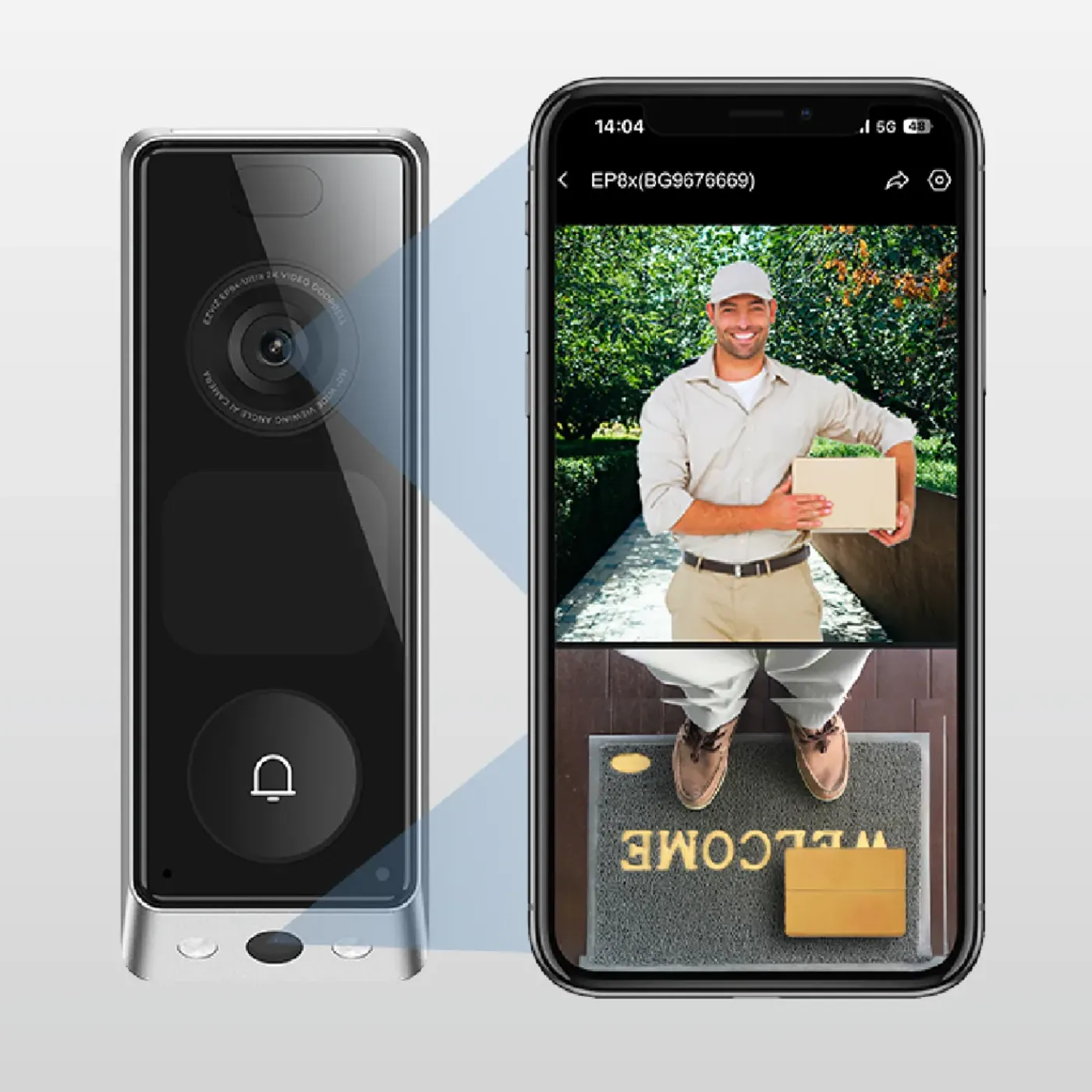 Ezviz EP8 Ultra AI Video Deurbel met dubbele camera 6MP+2MP, AI-scherm, gezichtsherkenning, mens- en pakketdetectie, batterijset, 32GB eMMC