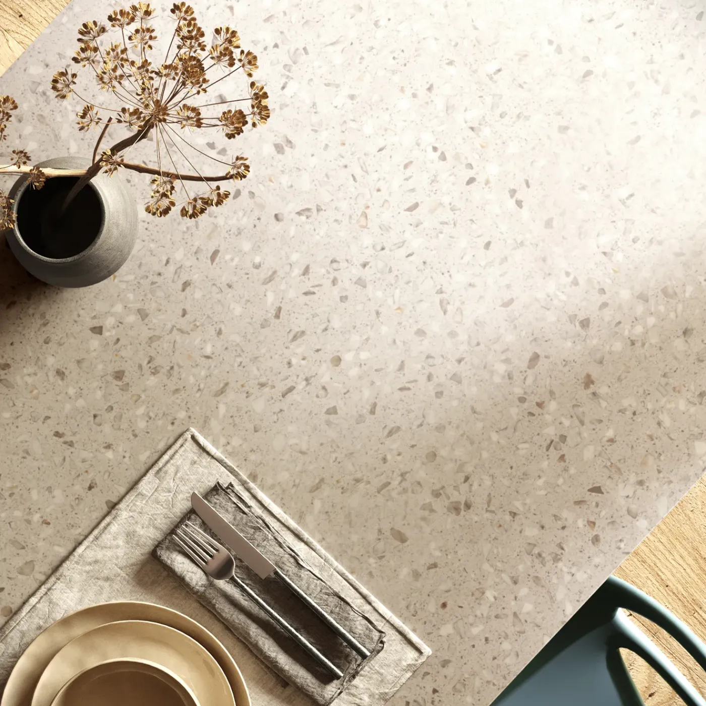 Sencys FAB Werkblad Aanrechtblad - Terrazzo Italiaanse Steen - 304x64cm - 38mm