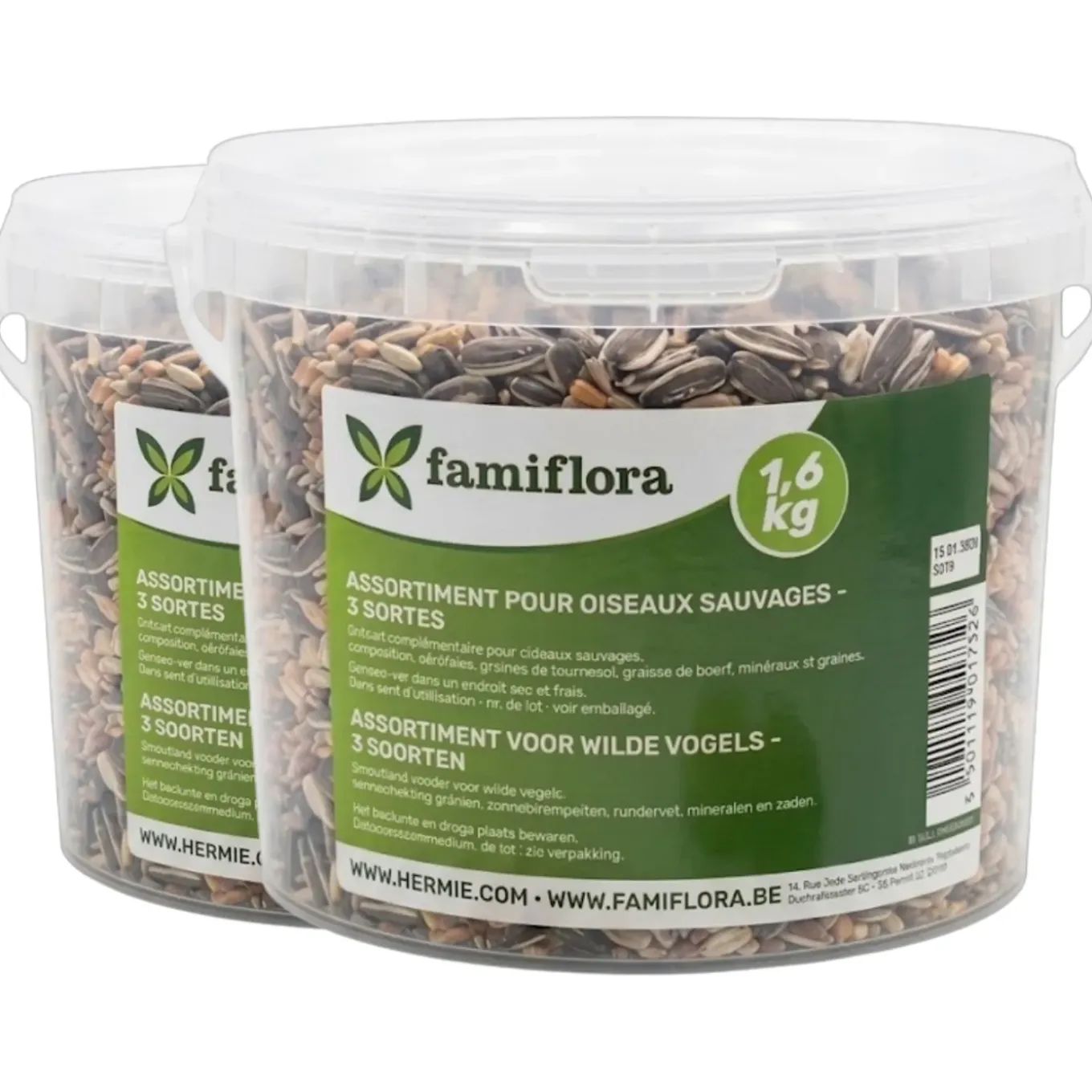 Famiflora Assortiment Buitenvogels Mixbox - 2 Emmers - 3 Soorten Vogelvoer - 3.2 Kg (2 X 1.6kg)