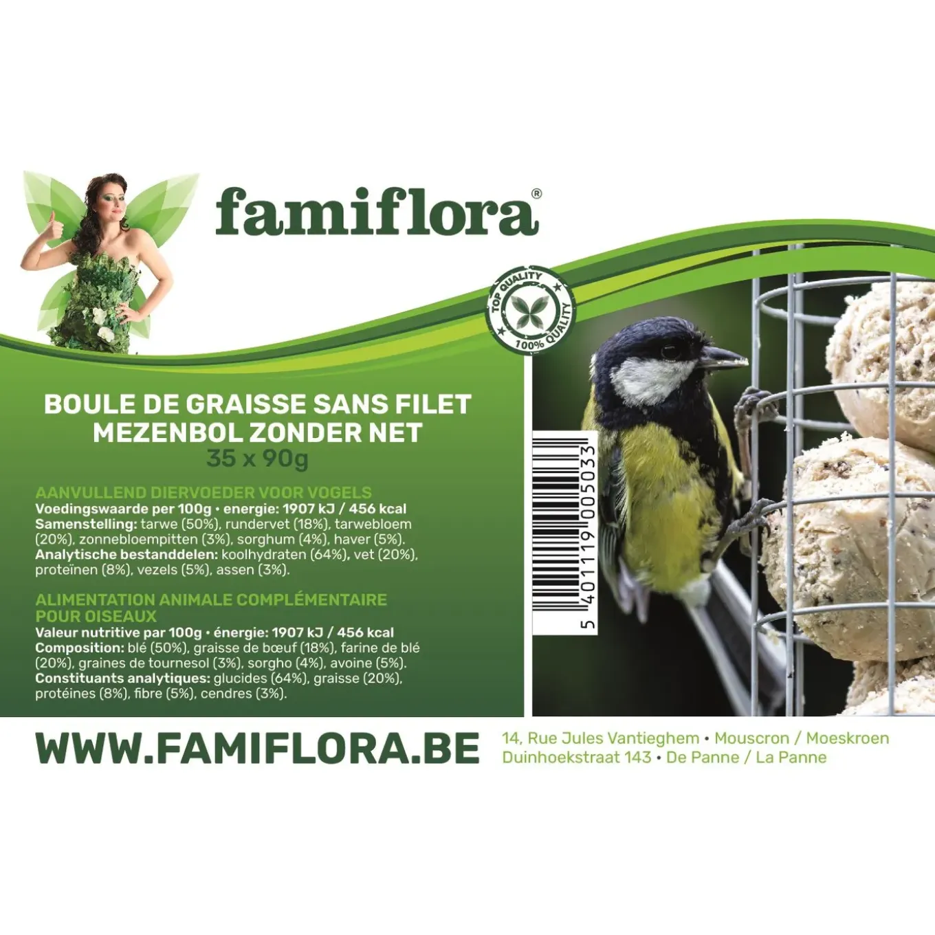 Famiflora Mezenbollen In Emmer - Zonder Net - 70 X 90 Gram (2 Emmers Met 35 Bollen)