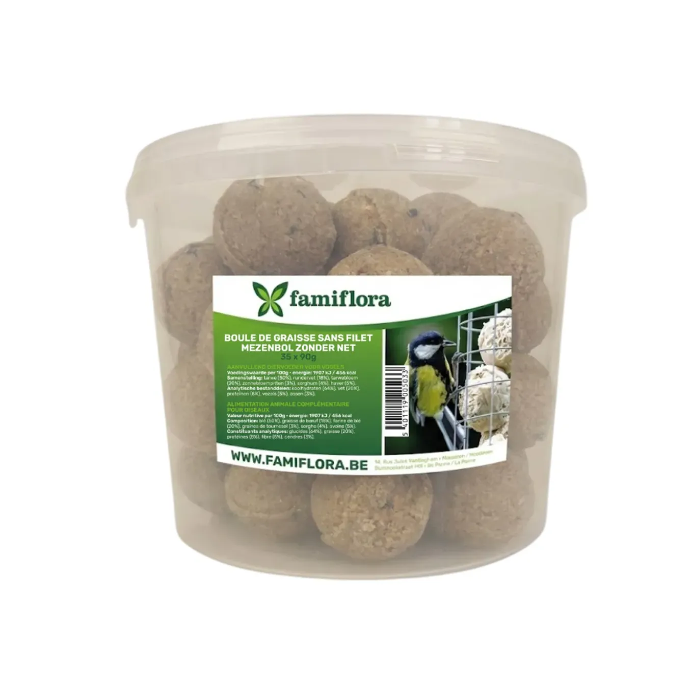 Famiflora Mezenbollen In Emmer - Zonder Net - 70 X 90 Gram (2 Emmers Met 35 Bollen)