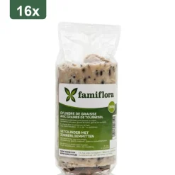 Famiflora Vetvoer Met Zonnebloempitten - Vetcilinder - 16 Stuks (= 5,6kg) - 350 Gram Per Stuk