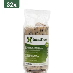 Famiflora Vetvoer Met Zonnebloempitten - Vetcilinder - 32 Stuks (= 11,2kg) - 350 Gram Per Stuk