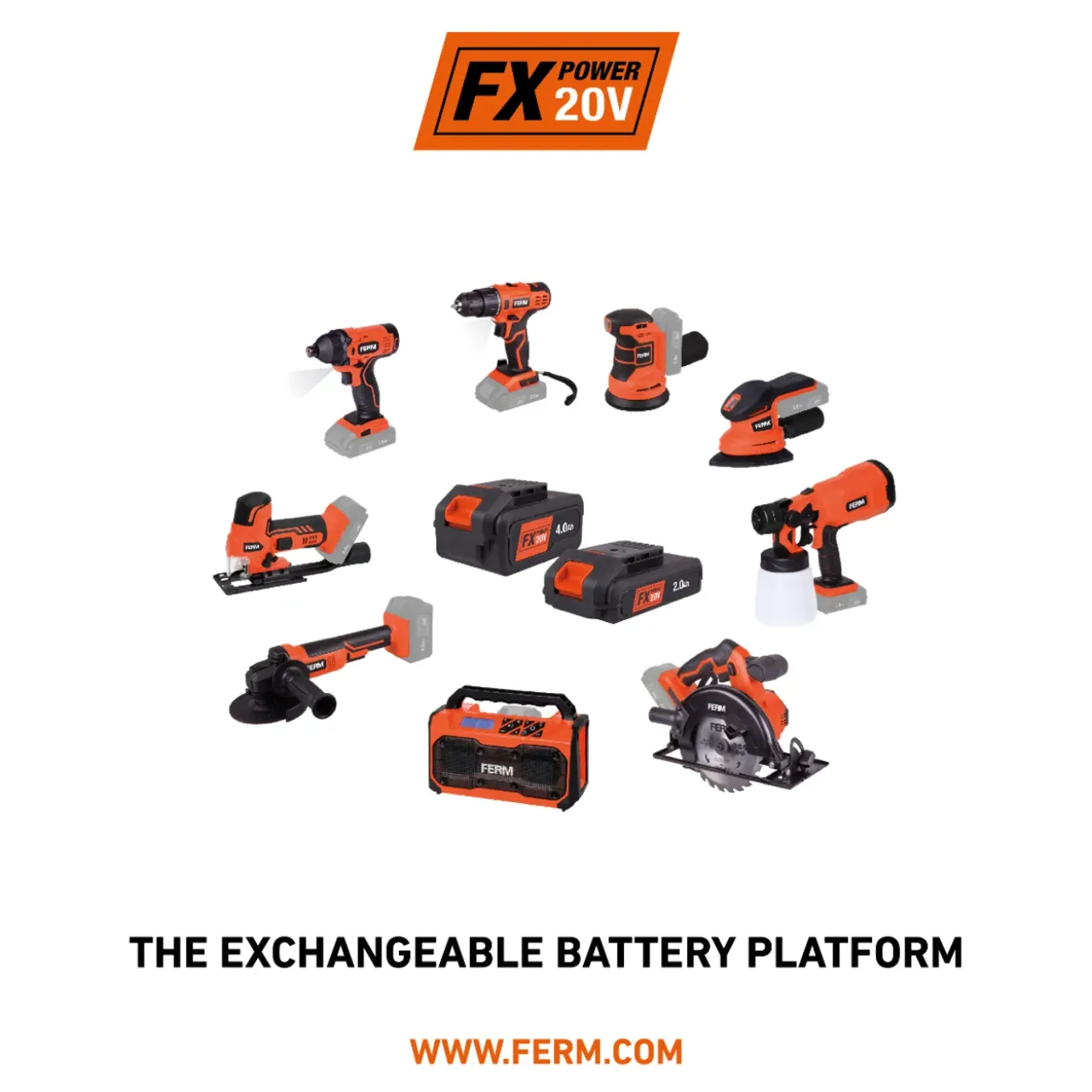Ferm - Ax-power - Accu Radio - 20v - Bluetooth - Usb - Excl. Accu & Lader
