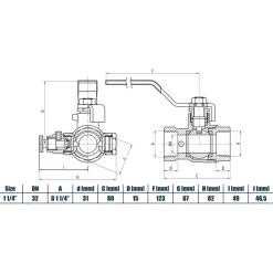 Ferro hendel water kogelafsluiter 5/4" vrouwelijke met aftapklep