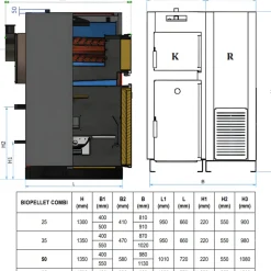 Ferroli - Hout- En Pelletketel - Biopellet Combi - Grijs - 1350 X 980 X 1010mm - 50kw