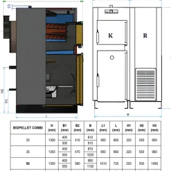 FERROLI - Hout- En Pelletketel - Biopellet Combi - Grijs - 1350 X 870 X 950 Mm - 35kw