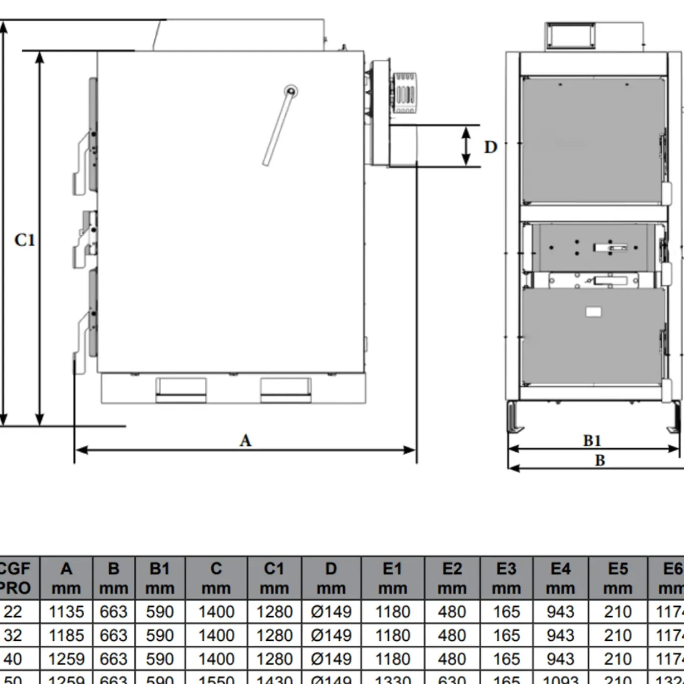 Ferroli - Houtketel - Cgf Pro 50 - Oranje - 1550 X 663 X 1259 Mm - 50 Kw