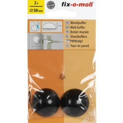 Fix-O-Moll deurbuffer - zelfklevend - zwart - rubber - diameter 30mm - 2 stuks
