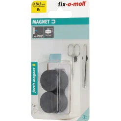 Fix-O-Moll Kantoormagneet - Schijf - Ferriet - 24,5x5mm - 8 stuks