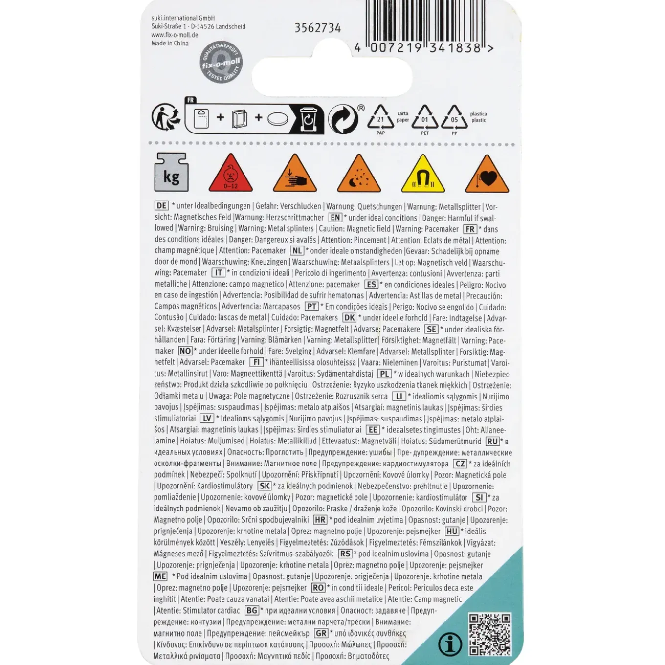 Fix-O-Moll Kantoormagneet - Schijf - Ferriet - 24,5x5mm - 8 stuks