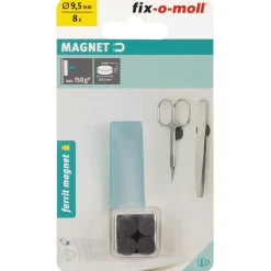 Fix-O-Moll Kantoormagneet - Schijf - Ferriet - 9,5x4mm - 8 Stuks