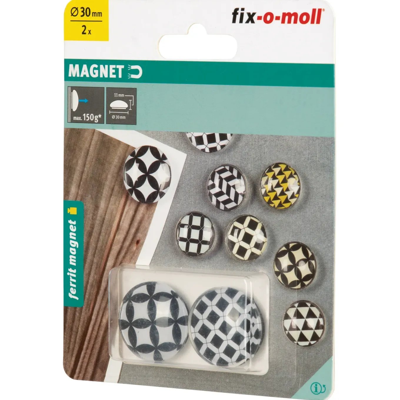 Fix-O-Moll magneet glasferriet 30mmx11mm 2 stk