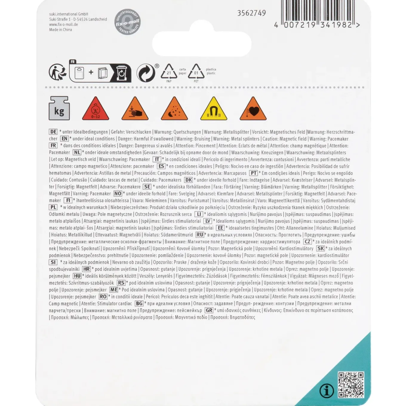 Fix-O-Moll magneet glasferriet 30mmx11mm 2 stk