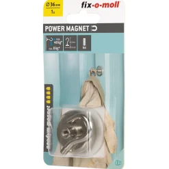 Fix-O-Moll Magneet met Haak - Zelfklevend - Neodymium - Diameter 36mm