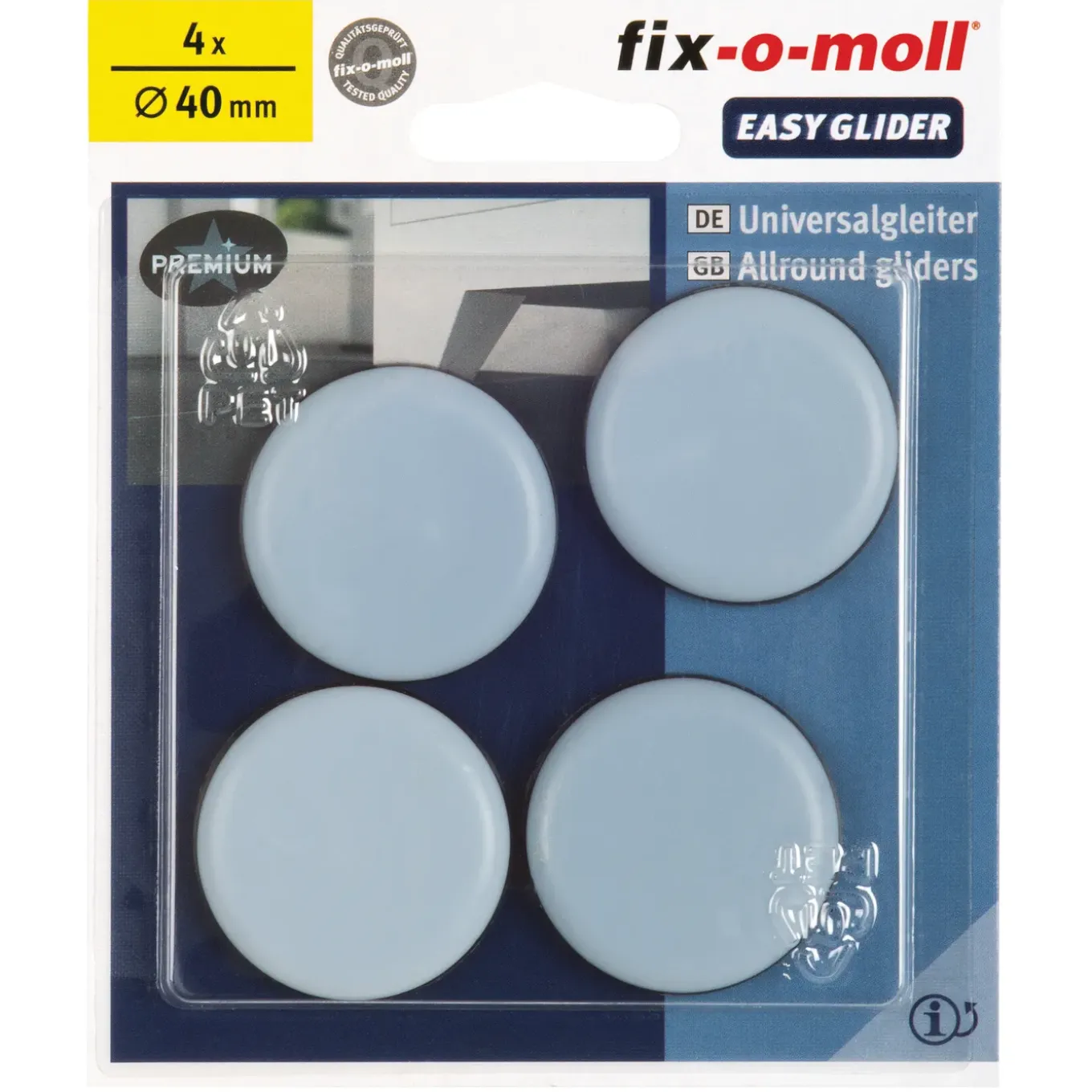 Fix-O-Moll Meubelglijder Easy Glider - Zelfklevend - PTFE - diam. 40mm - Rond - 4 stuks