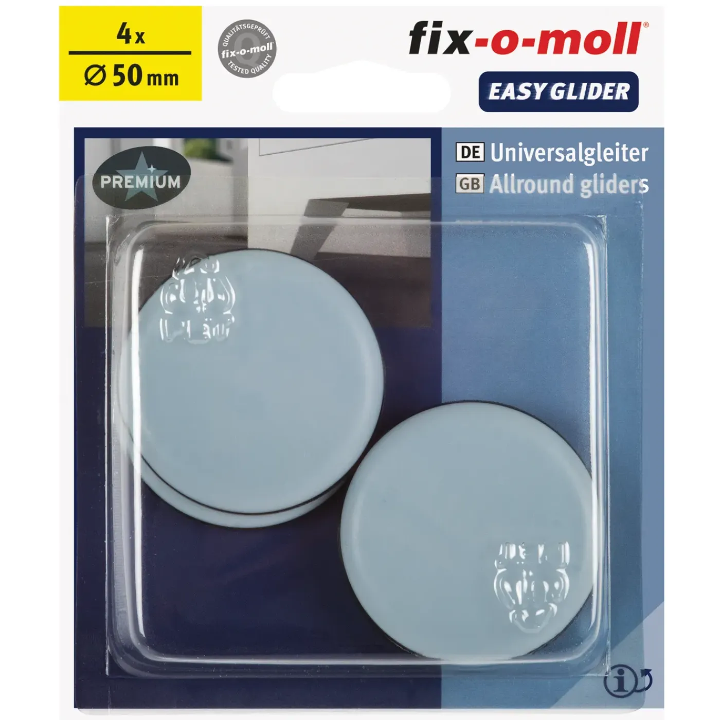 Fix-O-Moll Meubelglijder Easy Glider - Zelfklevend - Kunststof - diam. 50mm - Rond - 4 stuks