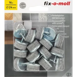 Fix-O-Moll Meubelglijder Parketglijders - Schroefbaar - Vilt - diam. 24mm - Rond - 16 stuks