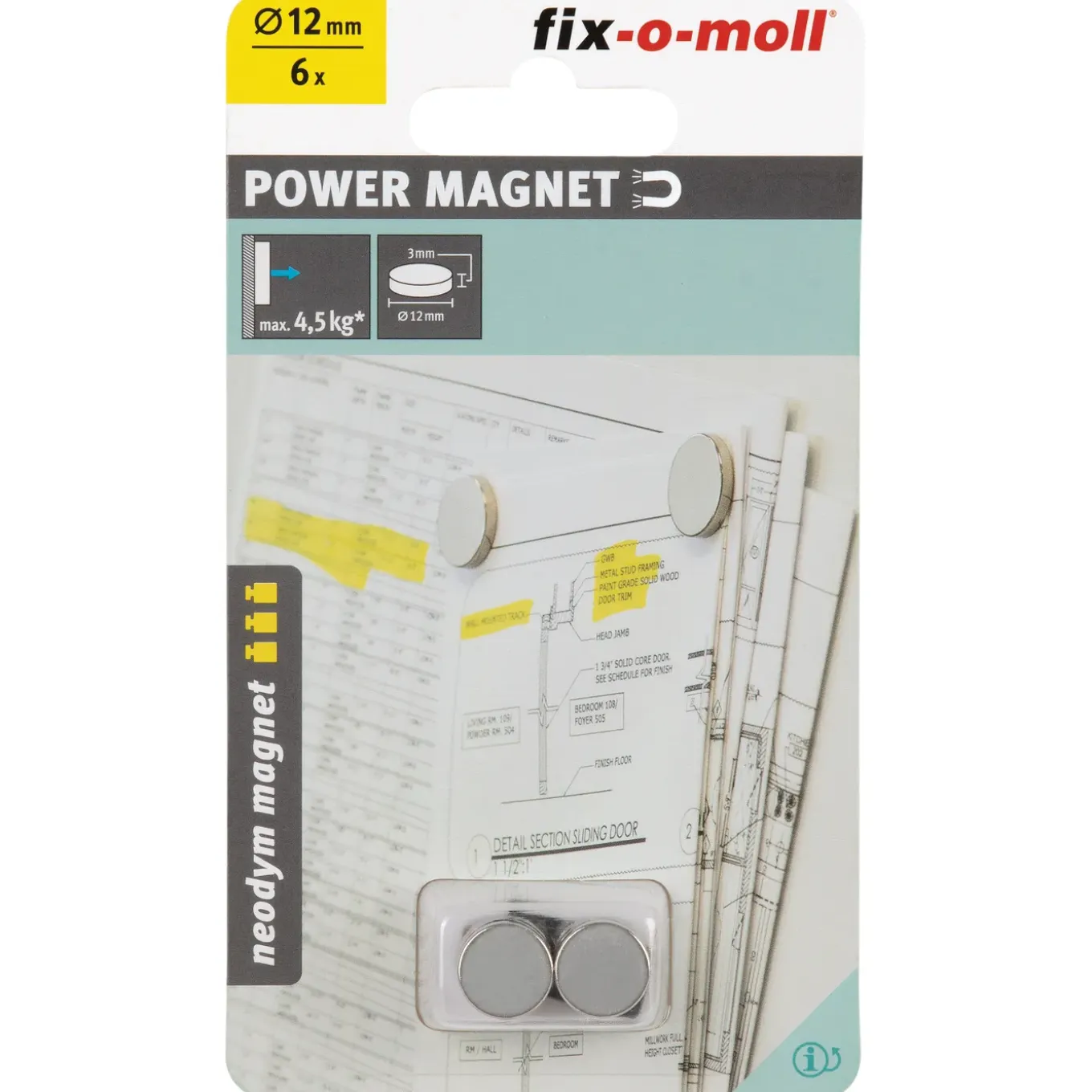 Fix-O-Moll Neodymiummagneet - Schijf - Neodymium - 12x3mm - 6 stuks