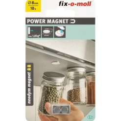 Fix-O-Moll Neodymiummagneet - Zelfklevende Schijf - Neodymium - Diameter 8mm - 10 stuks