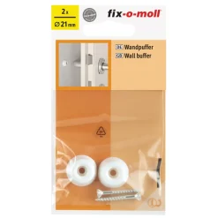Fix-O-Moll stootdop - om te schroeven - wit - rubber - 21x10mm - 2 stuks