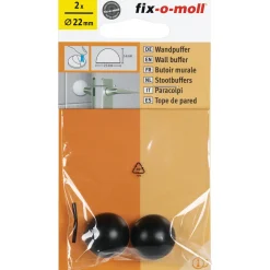 Fix-O-Moll stootdop - zelfklevend - zwart - rubber - diameter 22mm - 2 stuks