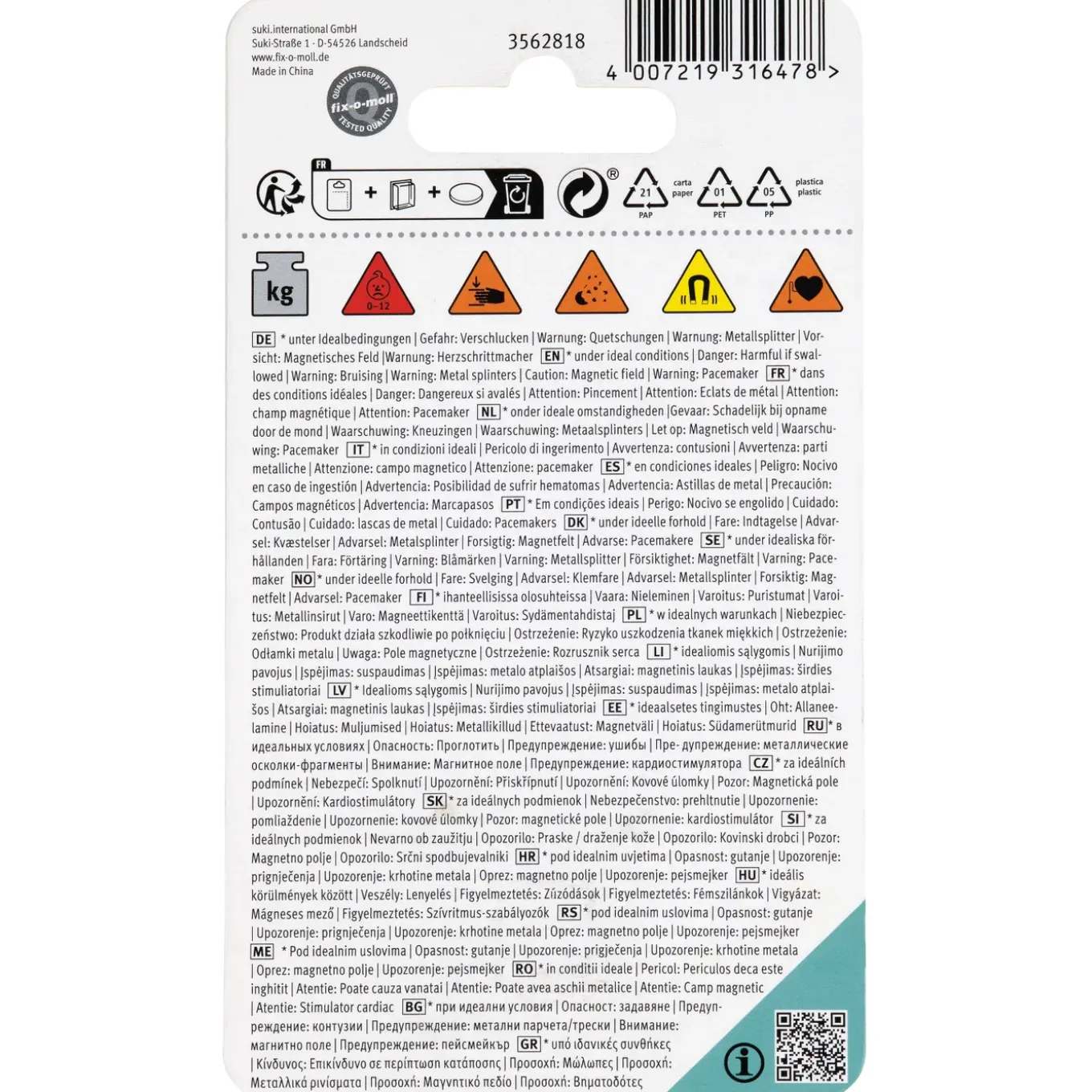 Fix-O-Moll Zelfklevende Magneet - Schijf - Neodymium - Diameter 19mm - 4 stuks