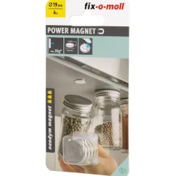 Fix-O-Moll Zelfklevende Magneet - Schijf - Neodymium - Diameter 19mm - 4 stuks