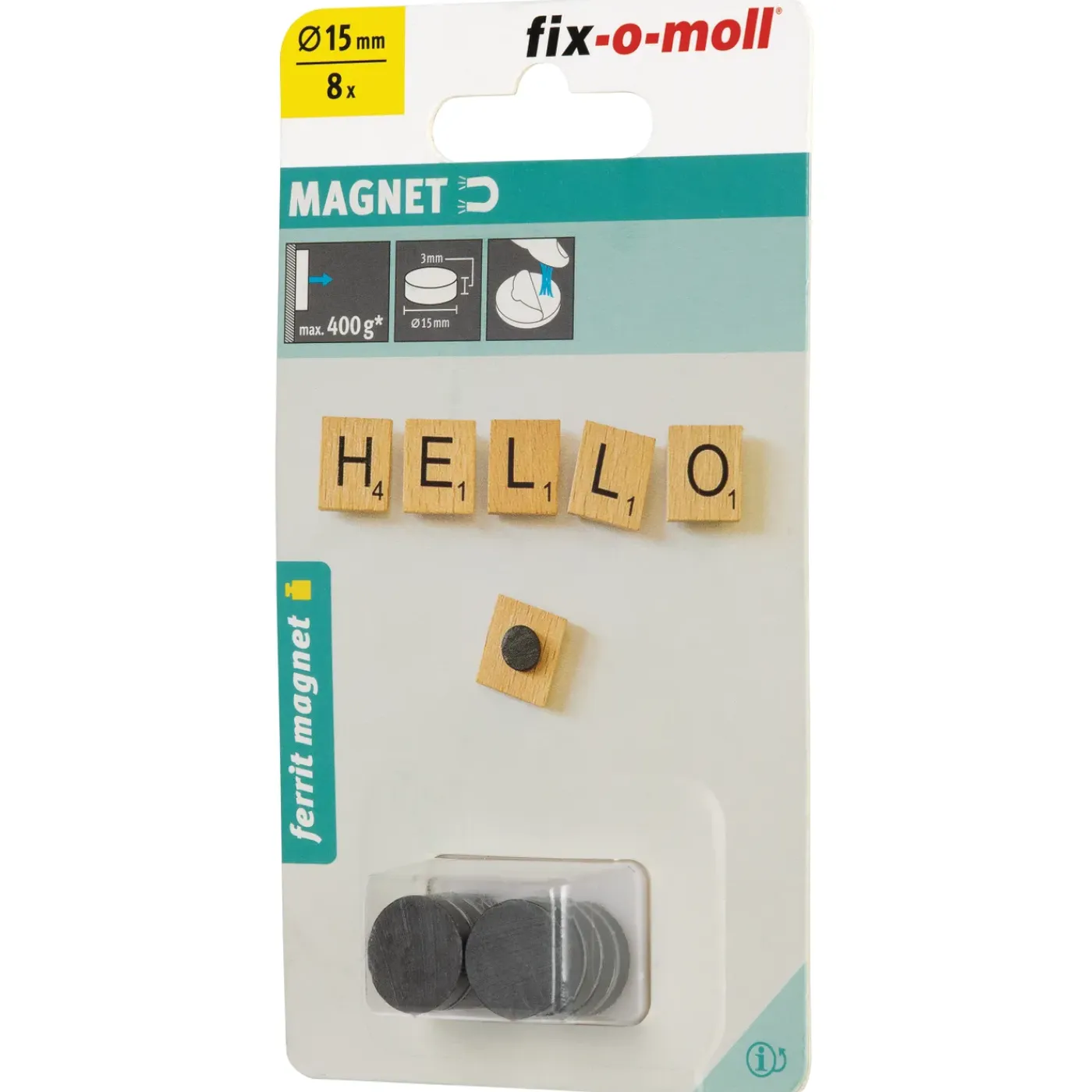 Fix-O-Moll Zelfklevende Magneet - Schijf - Ferriet - Diameter 15mm - 8 stuks