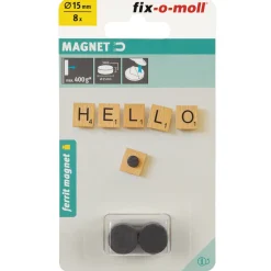 Fix-O-Moll Zelfklevende Magneet - Schijf - Ferriet - Diameter 15mm - 8 stuks