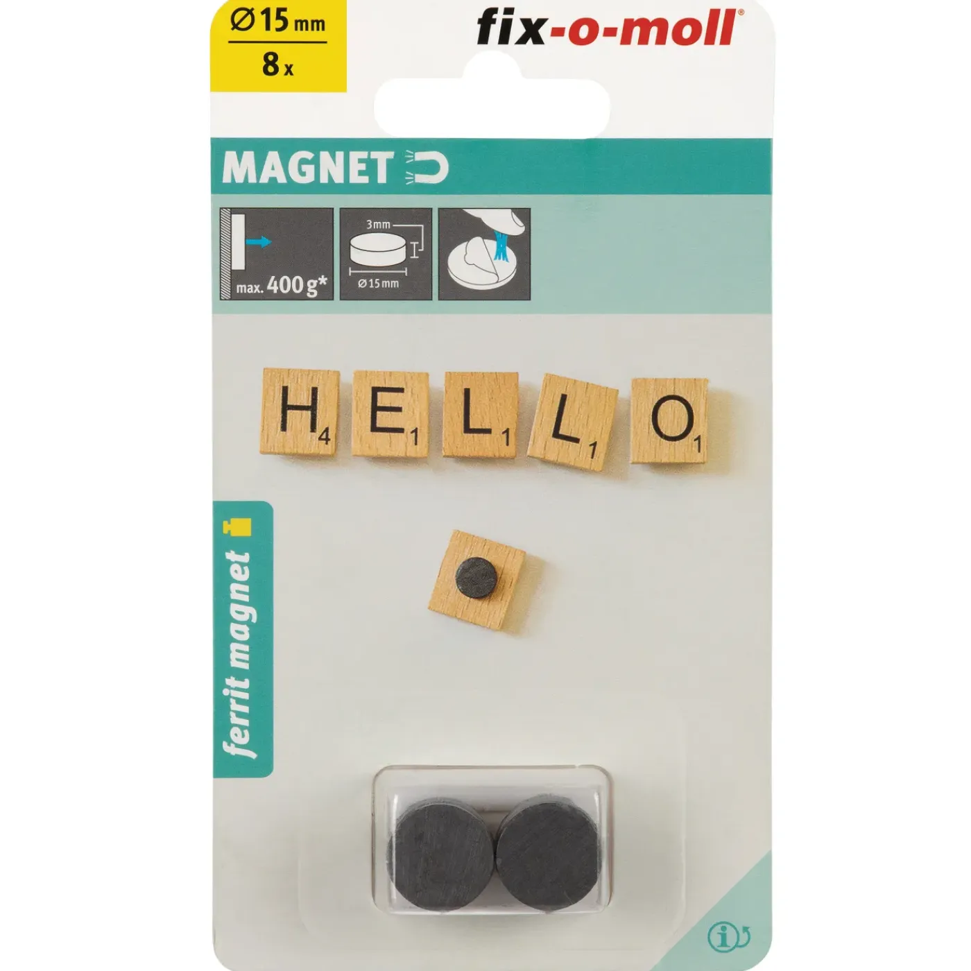 Fix-O-Moll Zelfklevende Magneet - Schijf - Ferriet - Diameter 15mm - 8 stuks