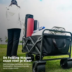FlinQ Bolderkar - Opvouwbaar - Draaibare wielen - 100KG Draagkracht - 100L - Zwart