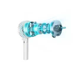 FlinQ Draagbare Handventilator - Oplaadbaar - Vijf windsnelheden - Wit/Blauw