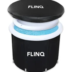 FlinQ Opblaasbaar Ijsbad - Ice Bath - Opvouwbaar Zitbad voor Volwassenen - incl afdekhoes - Zwart