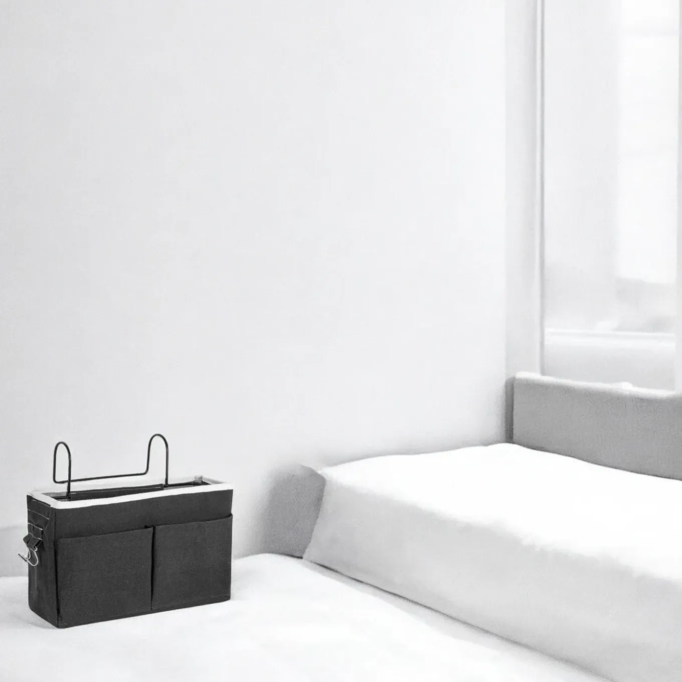 Flokoo - Bedside Pocket - Bed Opbergzak - Katoen - Zwart