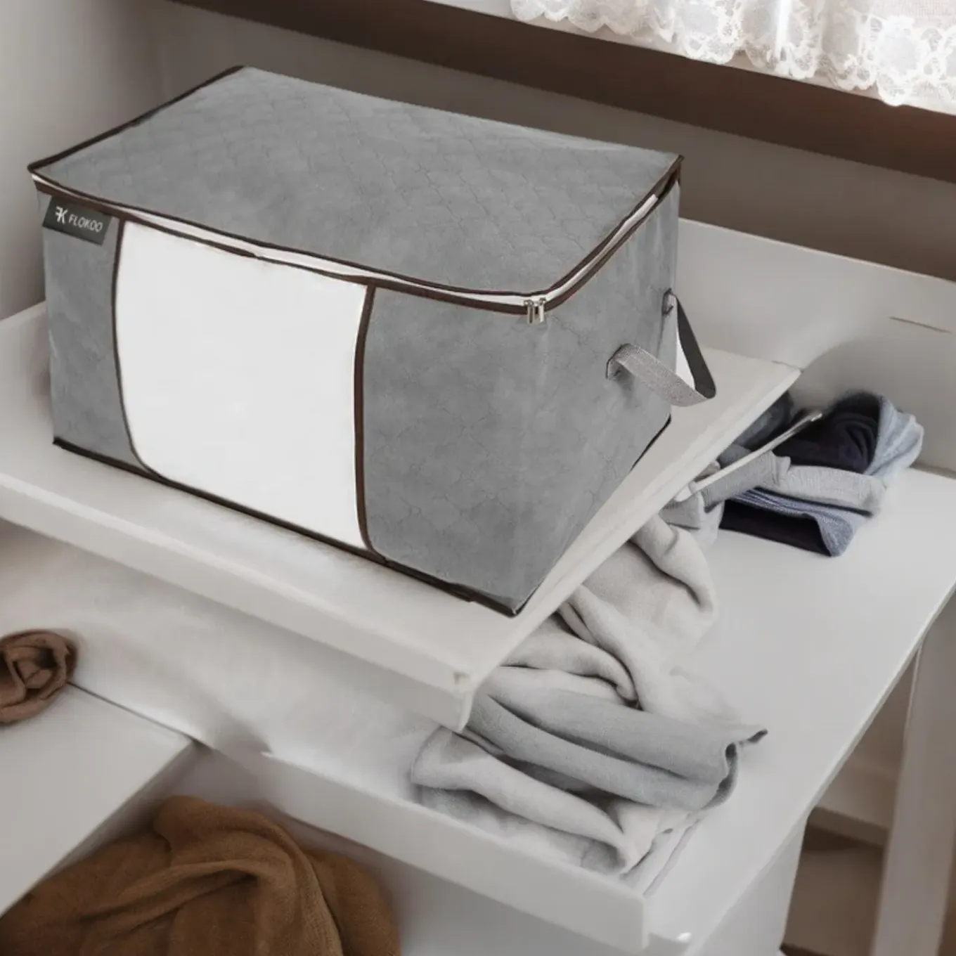 Flokoo - Hoogwaardige Opbergtas Voor Kleding - 4 Stuks - Grijs