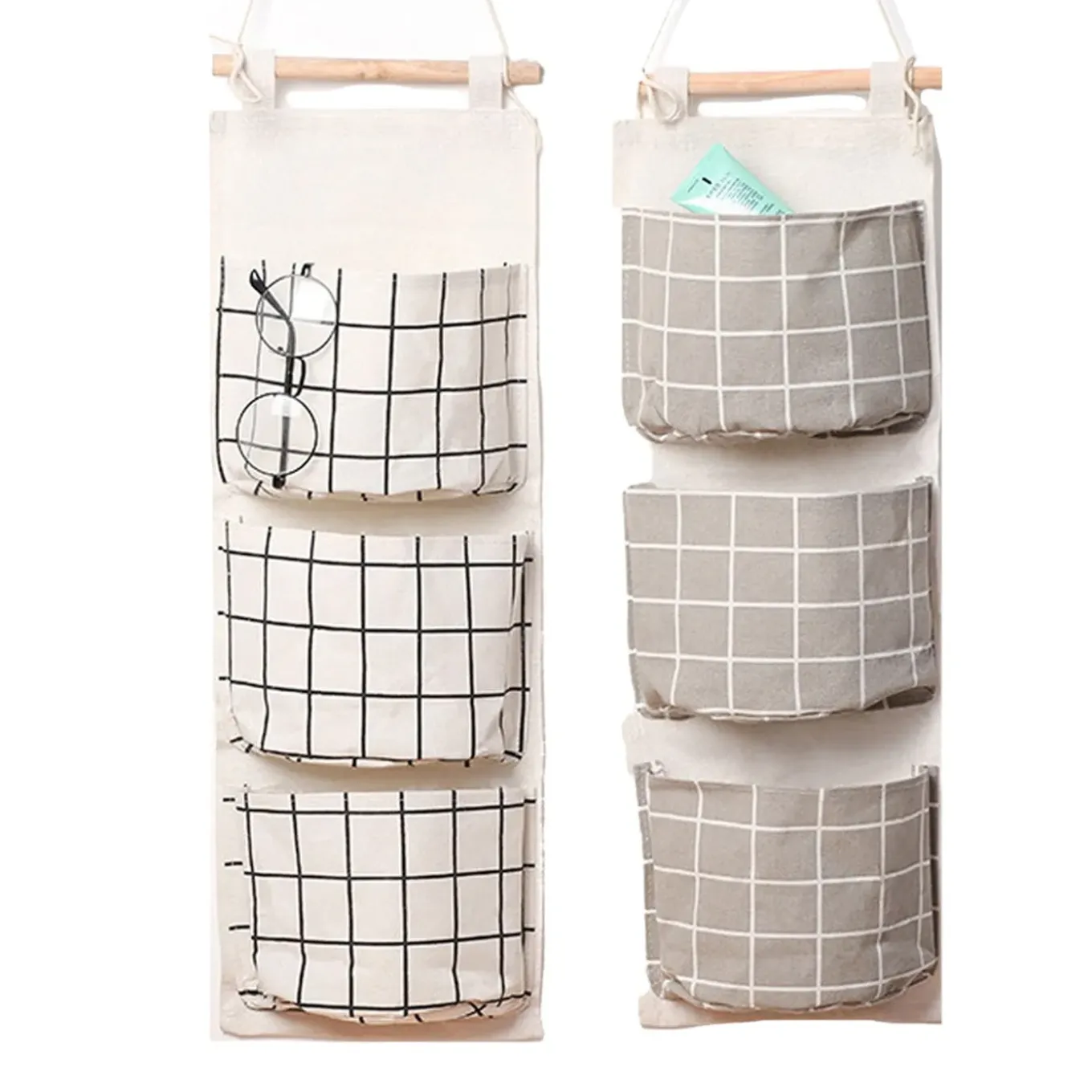 Flokoo - Opbergzakken Linnen - Ruimtebesparend - 2 Stuks - Hangende Opberger - Textiel