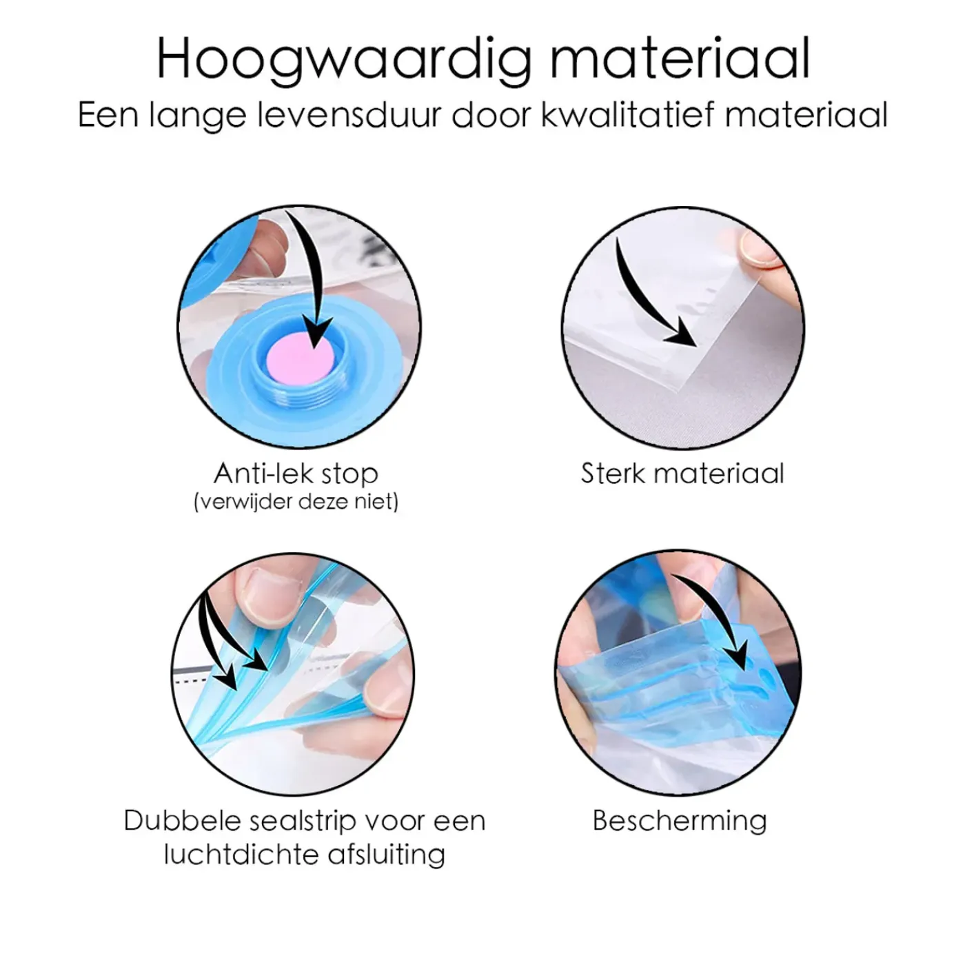 FLOKOO - Vacuüm Opbergzakken - 6 Stuks - Inclusief Handpomp - 80cm X 100cm X 2cm