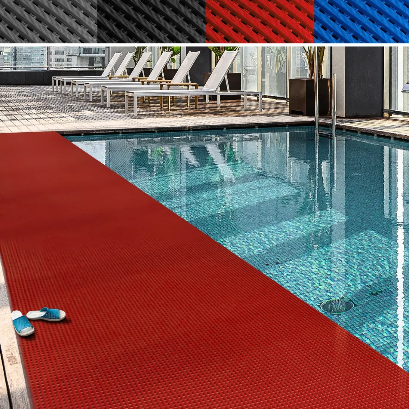 Floordirekt - Anti-slip Mat, Adria, Rood, 120 X 400 Cm