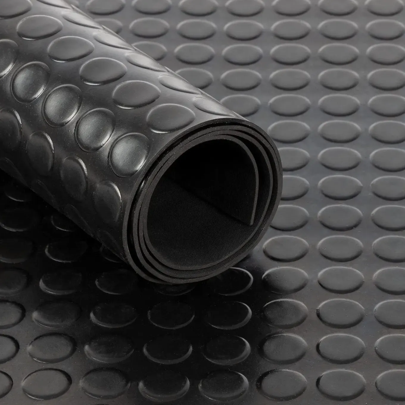 Floordirekt - Rubber Loper, Rubbermat, Circel, 3 Mm, Zwart, 100 X 400 Cm