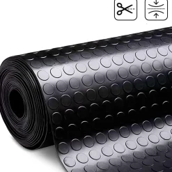 Floordirekt - Rubber Loper, Rubbermat, Circel, 3 Mm, Zwart, 120 X 400 Cm