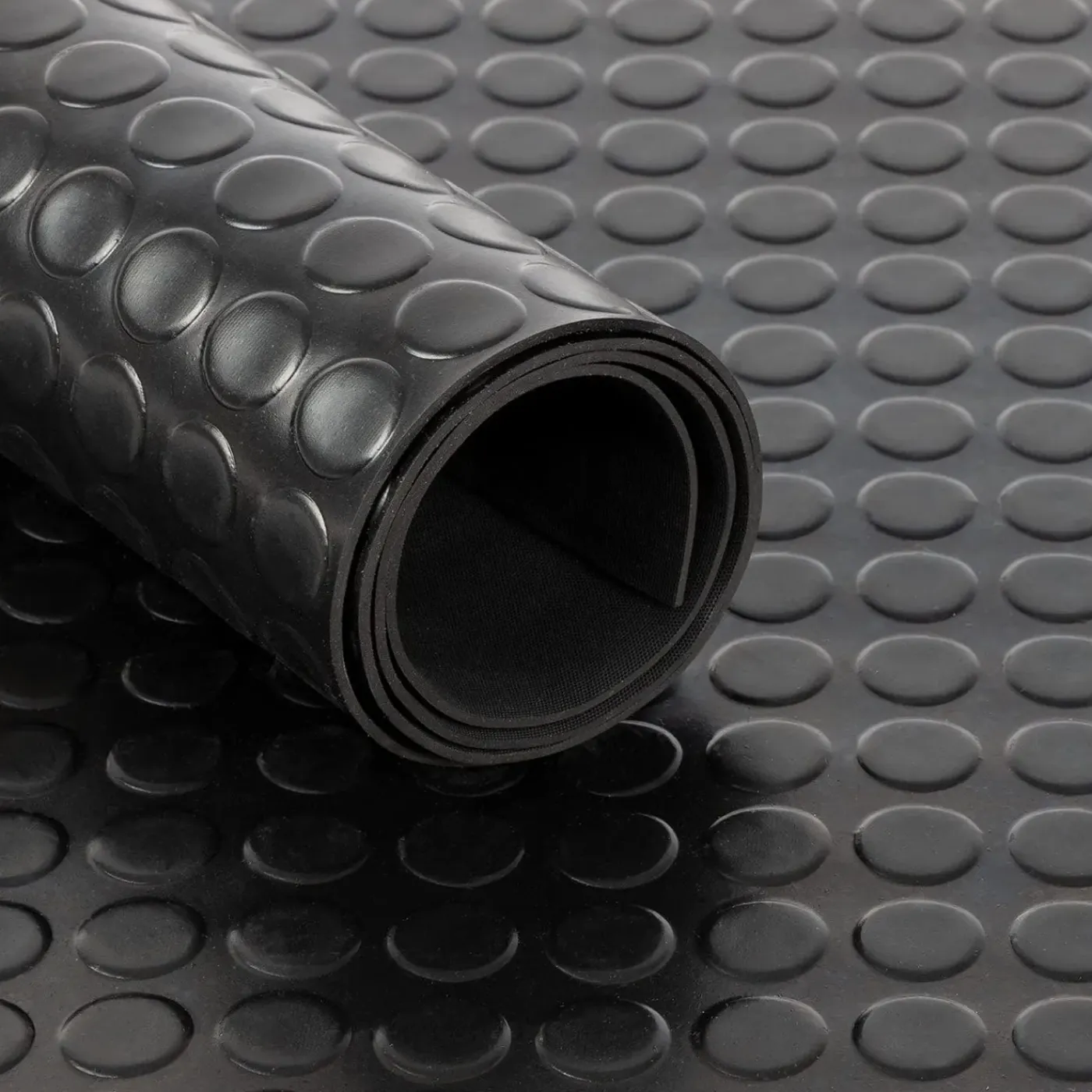 Floordirekt - Rubber Loper, Rubbermat, Circel, 3 Mm, Zwart, 120 X 400 Cm
