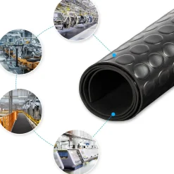 Floordirekt - Rubber Loper, Rubbermat, Circel, 3 Mm, Zwart, 100 X 150 Cm