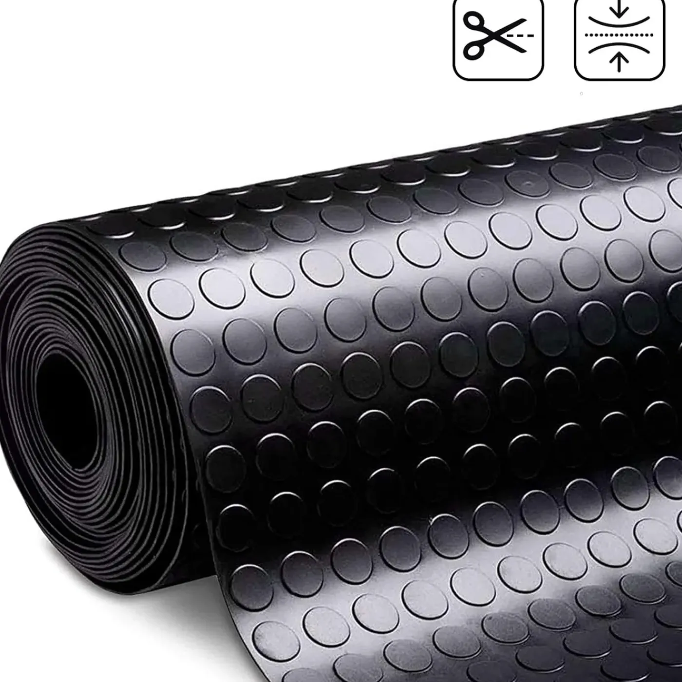 Floordirekt - Rubber Loper, Rubbermat, Circel, 3 Mm, Zwart, 100 X 100 Cm