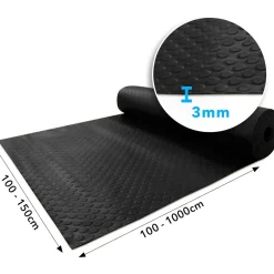 Floordirekt - Rubber Loper, Rubbermat, Circel, 3 Mm, Zwart, 120 X 450 Cm