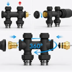 FLUIDHEAT - Universele Thermostatische Aansluitset Voor Radiator - Antraciet - 50 Mm