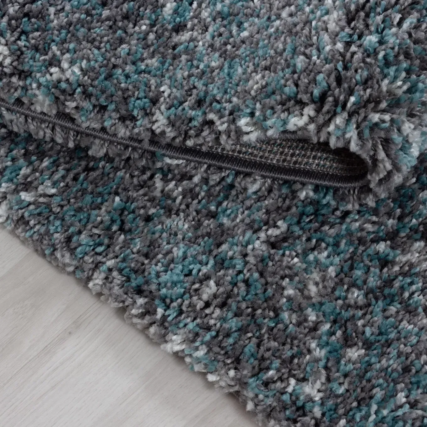 Flycarpets Hoogpolig Vloerkleed - Lorium Gemeleerd Blauw/grijs/crème 200 X 290 Cm